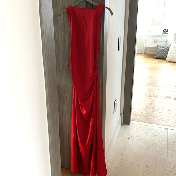 NWT REVOLVE & MINIMALIST lovers COMMENSE cowl neck cross back maxi satin dress M - Picture 4 of 11